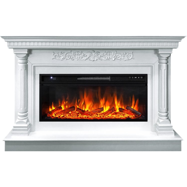 Каминокомплект Sicilia - Белый (Ширина 1530мм) с очагом Vision 42 