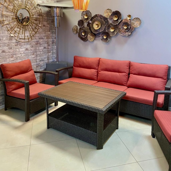 Комплект плетеной мебели ВЕНЕЦИЯ (комплектация: 3х-местный диван, 2 кресла, стол)