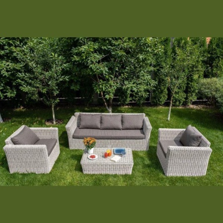 Комплект из искусственного ротанга Скарлетт с 3х-местным диваном серый