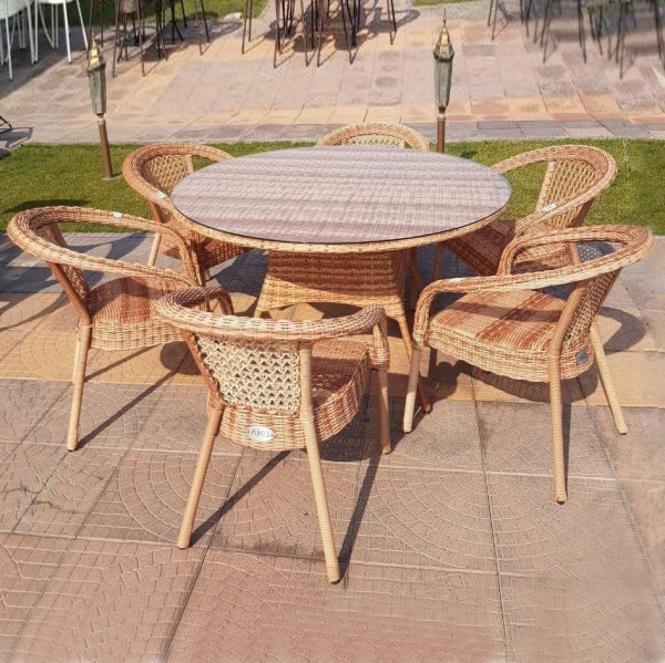 Комплект плетеной мебели Dagni, (стол 130 см + 6 кресел) кап