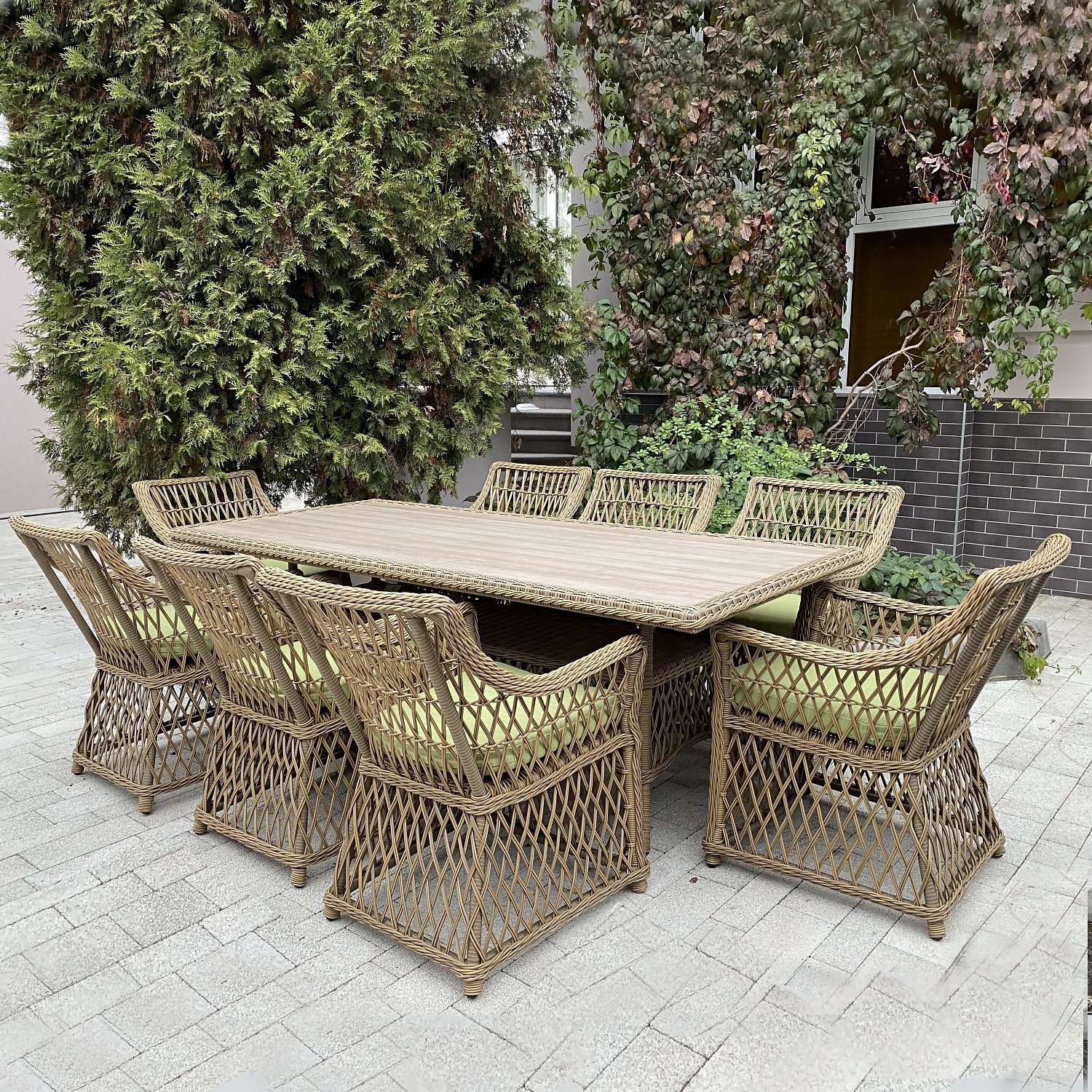 Комплект плетеной мебели СИЦИЛИЯ (стол 220 см + 8 кресел)