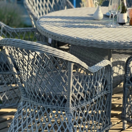 Комплект плетеной мебели Уэльс ромб (круглый стол+6 кресел)