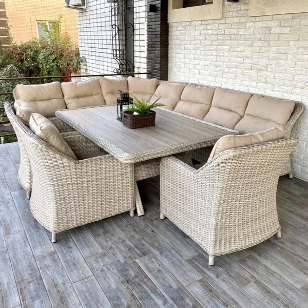 Комплект плетеной мебели Рио-Гранде (комплектация: угловой диван, стол 186 см, 3 кресла)