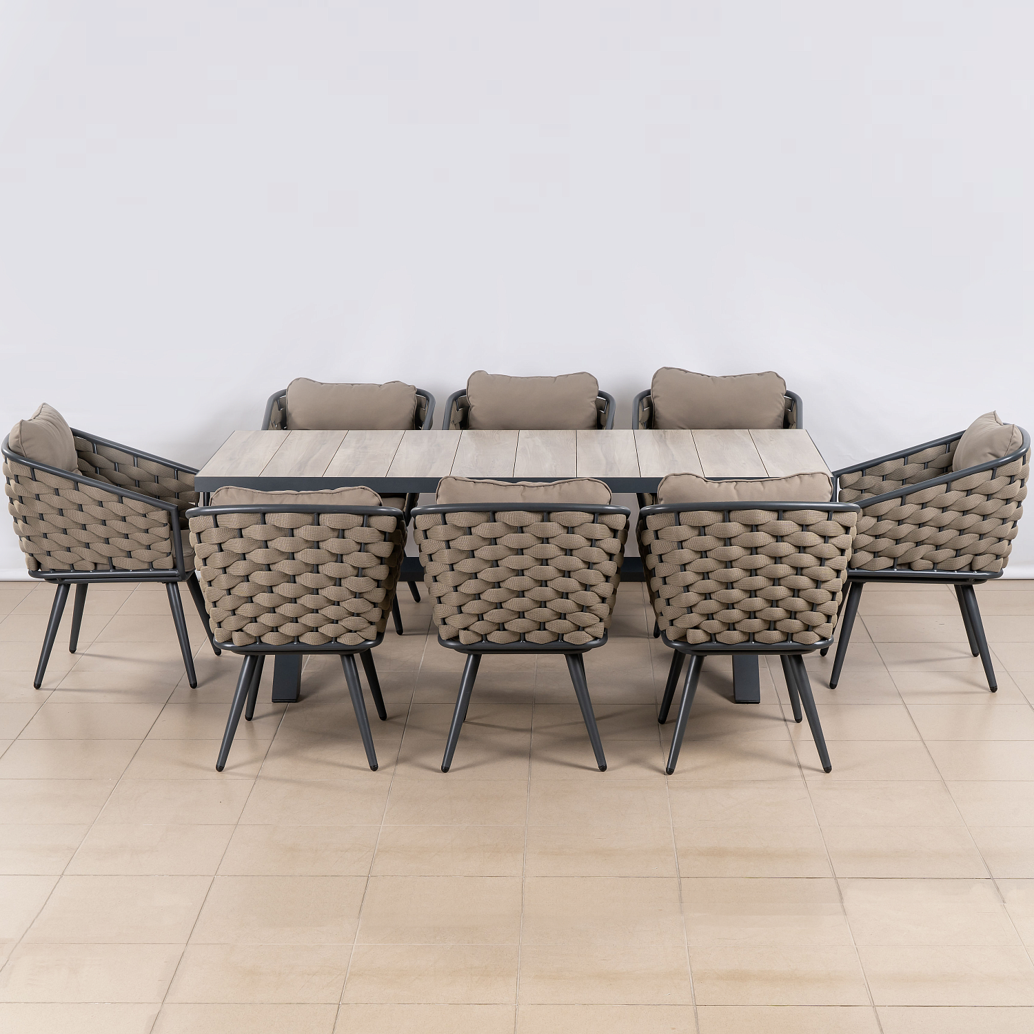 Комплект плетеной мебели КАРЕЛИЯ (НЕраздвижной стол) жгут CH-OL 1210 с подушками ткань 14817