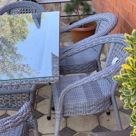 Комплект плетеной мебели Dagni (стол 120 см + 6 кресел) серый