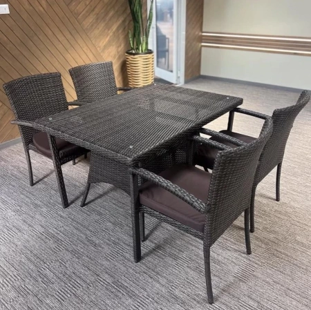 Комплект плетеной мебели Милан со столом 130 см, цвет: мокко