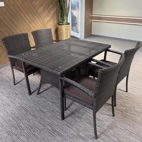 Комплект плетеной мебели Милан со столом 130 см, цвет: мокко