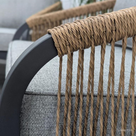 Комплект плетеной мебели CALI каркас антрацит (диван 3-х + коф.столик + 2 кресла с подушками)