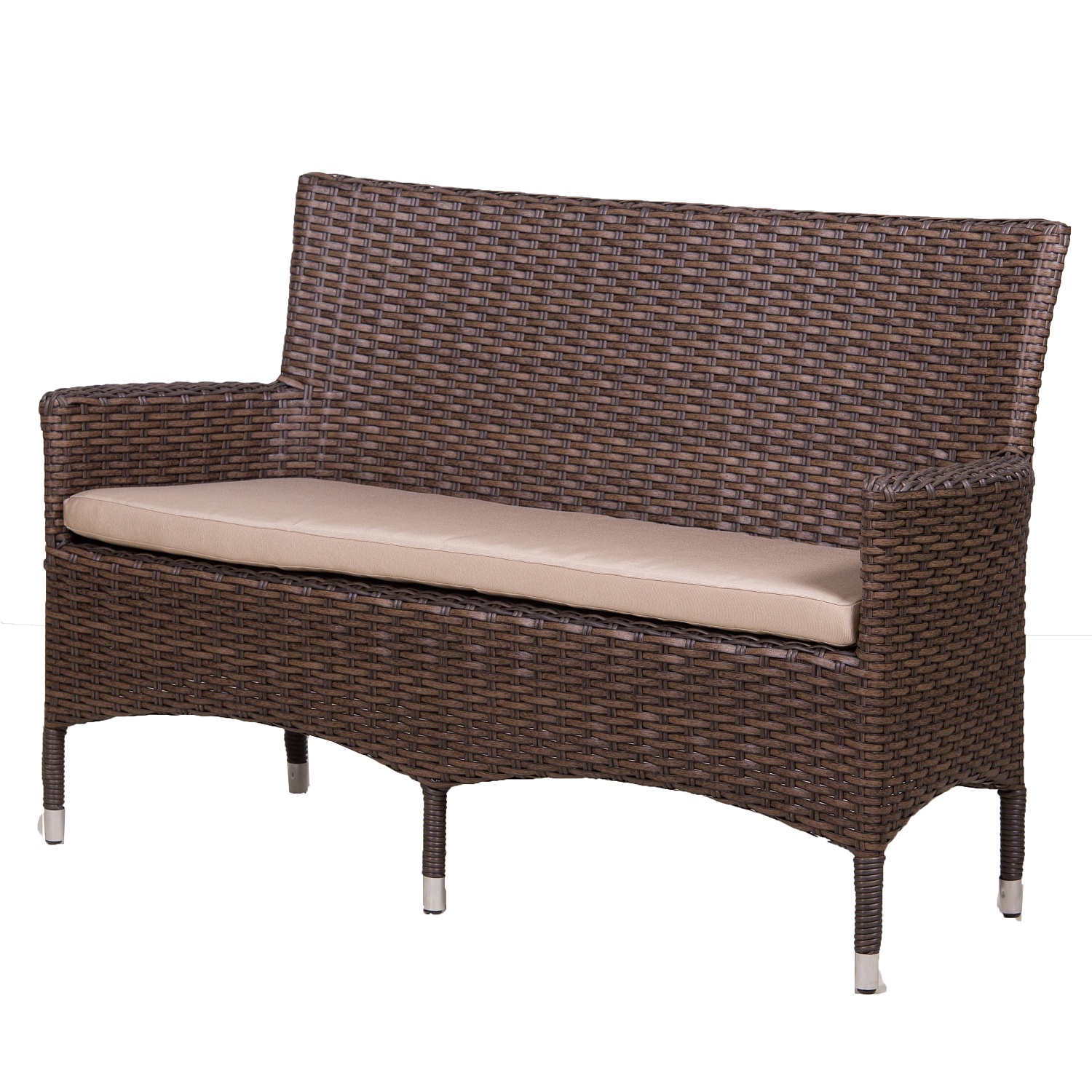 ПЛЕТЕНАЯ ЛАВКА 2-Х МЕСТНАЯ КИПР С ПОДУШКОЙ