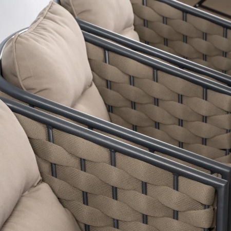 Комплект плетеной мебели КАРЕЛИЯ (НЕраздвижной стол) жгут CH-OL 1210 с подушками ткань 14817