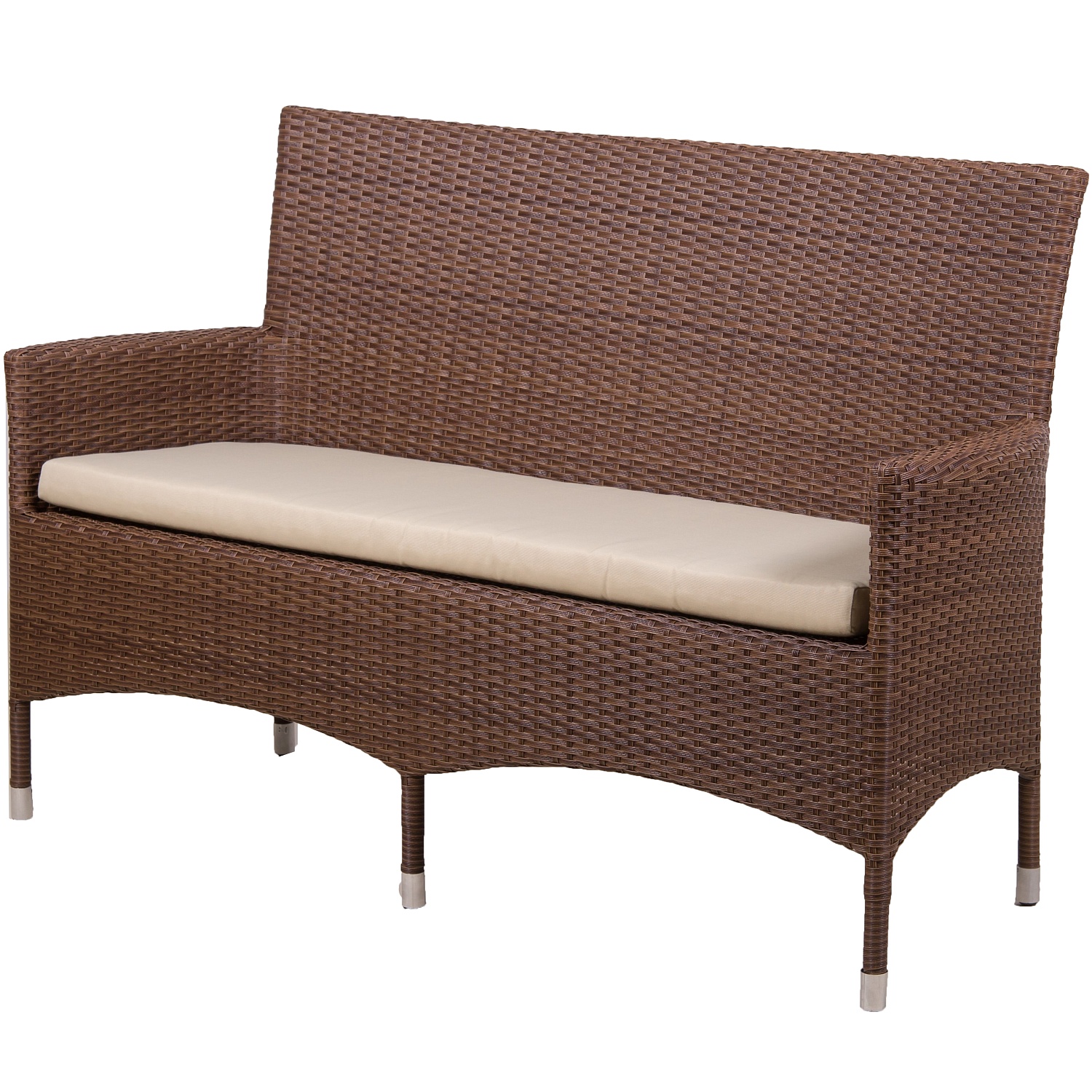 ПЛЕТЕНАЯ ЛАВКА 2-Х МЕСТНАЯ КИПР С ПОДУШКОЙ