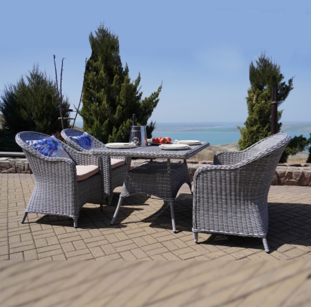 Композиция Уэльс/Милан с обеденным столом 130 см (сплошное плетение)