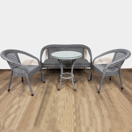 Комплект плетеной мебели Dagni без подушек с кофейным столиком  (серый)