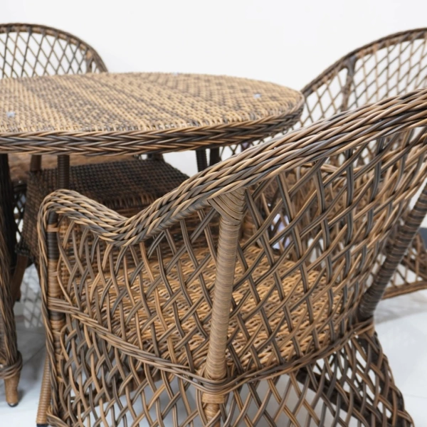 Композиция мебели Уэльс/Милан с круглым столом 100 см (плетение ромб)