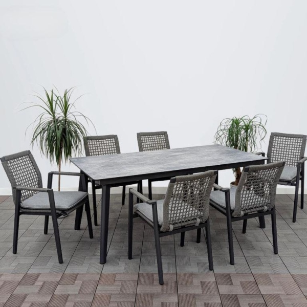 Комплект плетеной мебели PANSY обеденный (стол + 6 стульев с подушками)