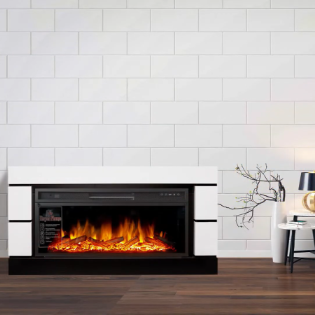 Каминокомплект Modern - Белый с черным (Высота 710 мм) с очагами Crystal 36 RF, Vision 42, 5D V-ART 40