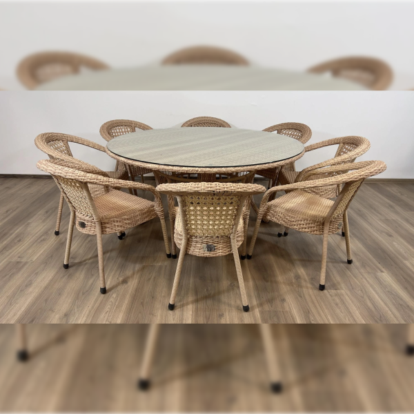 Комплект плетеной мебели Dagni на 8 персон со столом 160 см без подушек кап