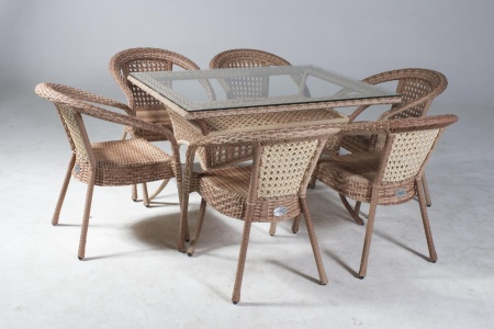 Комплект плетеной мебели Dagni (стол 120 см + 6 кресел)