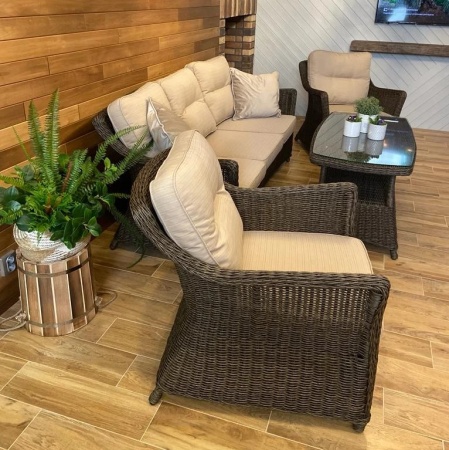 Комплект плетеной мебели Корфу лаунж в полной комплектации