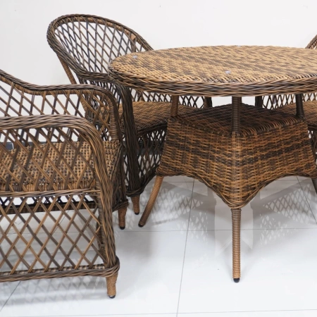 Композиция мебели Уэльс/Милан с круглым столом 100 см (плетение ромб)