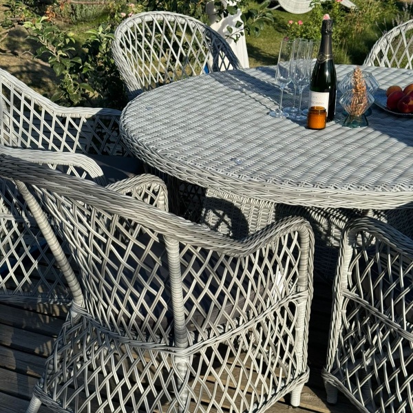 Комплект плетеной мебели Уэльс ромб (круглый стол+6 кресел)