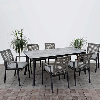 Комплект плетеной мебели PANSY обеденный (стол + 6 стульев с подушками)