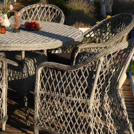 Комплект плетеной мебели Уэльс ромб (круглый стол+6 кресел)