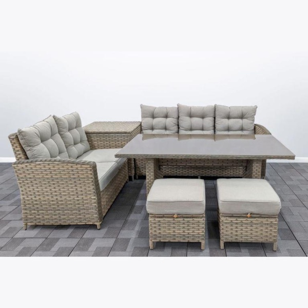 Комплект мебели БАРБАДОС (диван угловой, сундук, 2 пуфа, стол 160х90)